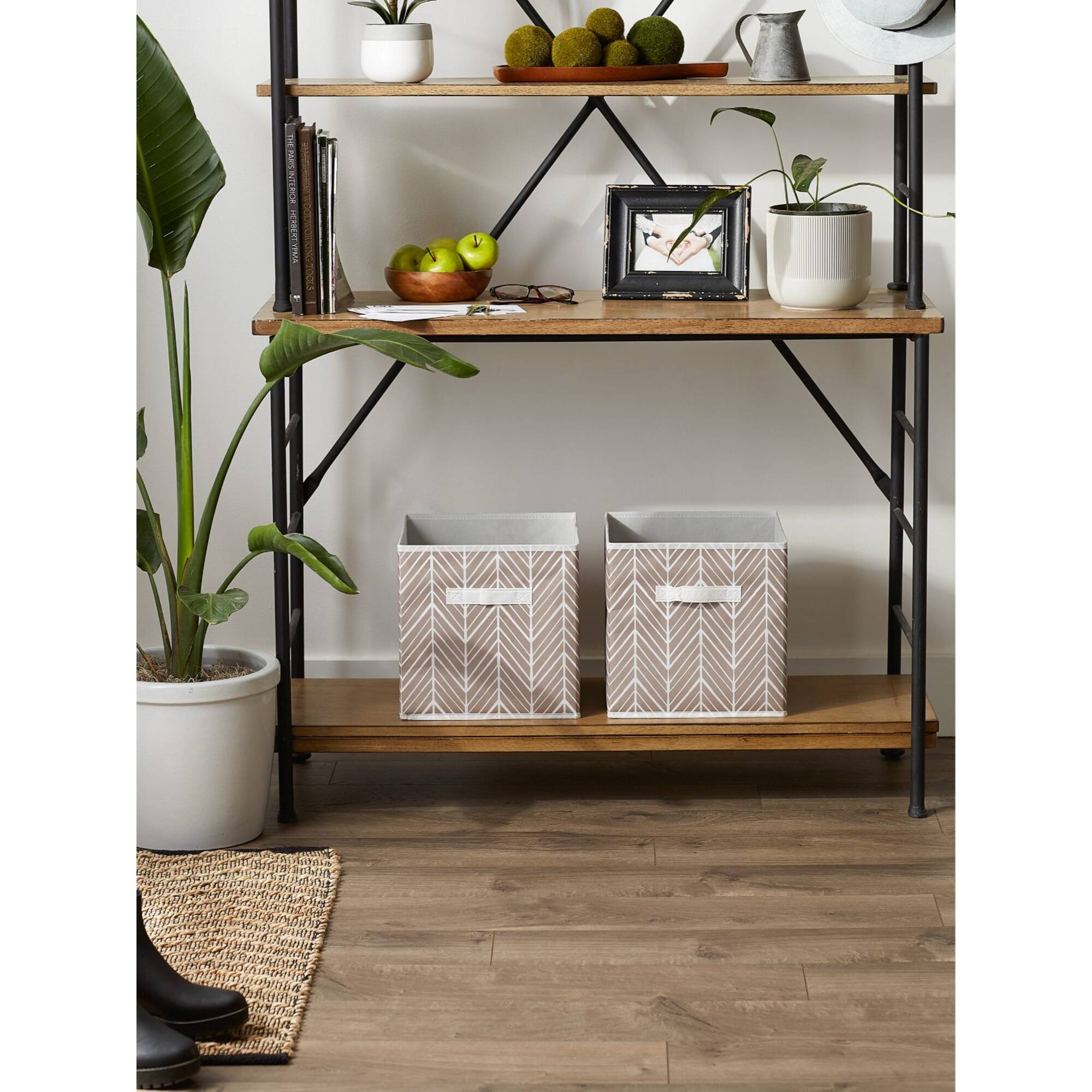 DII® 11" Stone Herringbone Storage Cube, 2ct.